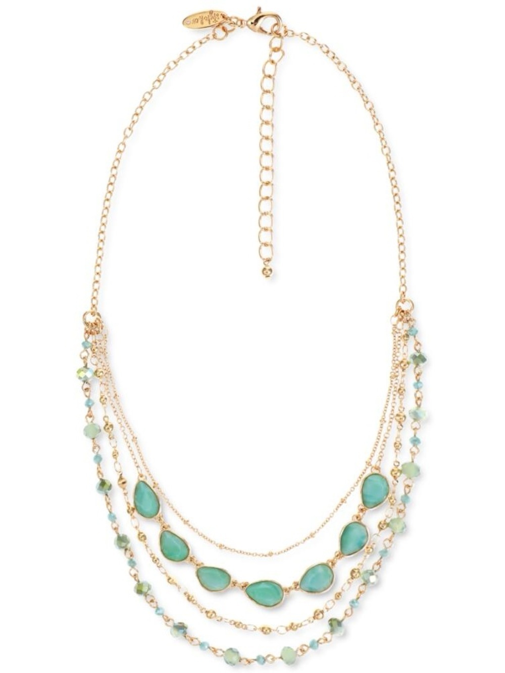 Style & Co. Gold-Tone Color Stone & Bead Layered Strand Necklace, 17" + 3"